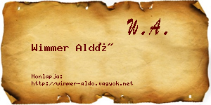 Wimmer Aldó névjegykártya